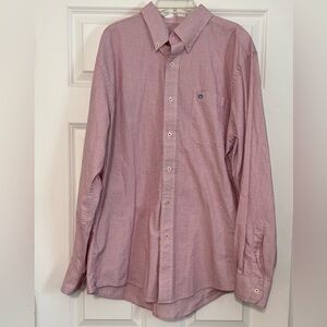 Men’s Southern Tide Micro Gingham Red Plaid Button Down Long Sleeve Shirt Large